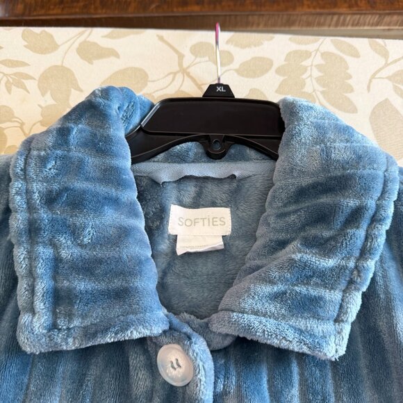 Softies Button Down Embossed Plush Jacket (Denim Blue) - Picture 4 of 7